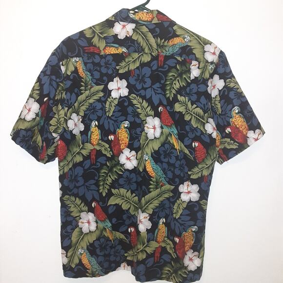 Hawaii Hawaiian Shirt Mens Size L Floral Parrot Made In Hawaii Button Up Aloha - Picture 6 of 8